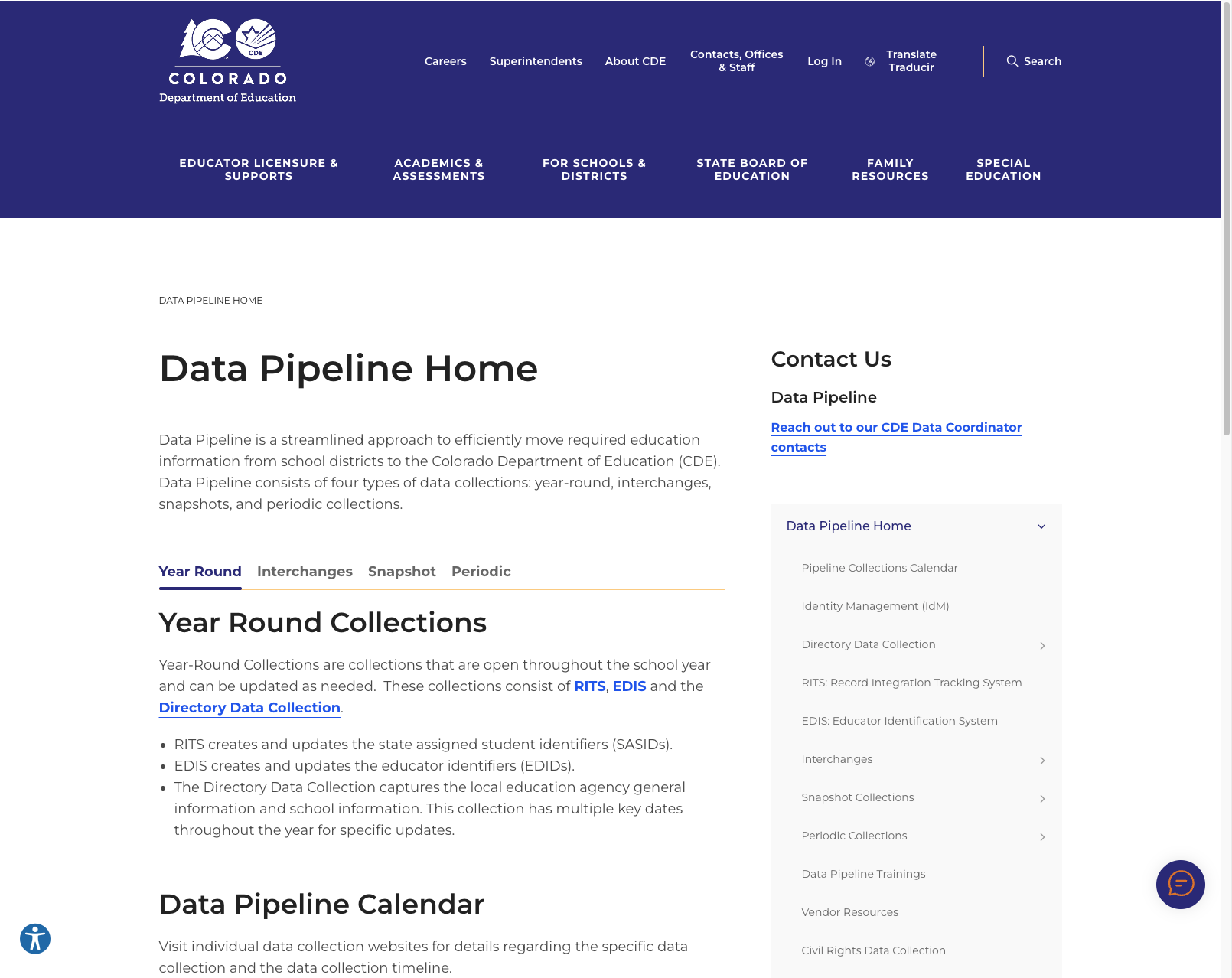 Screenshot: Old Drupal-style Data Pipeline page contrasting with new site design