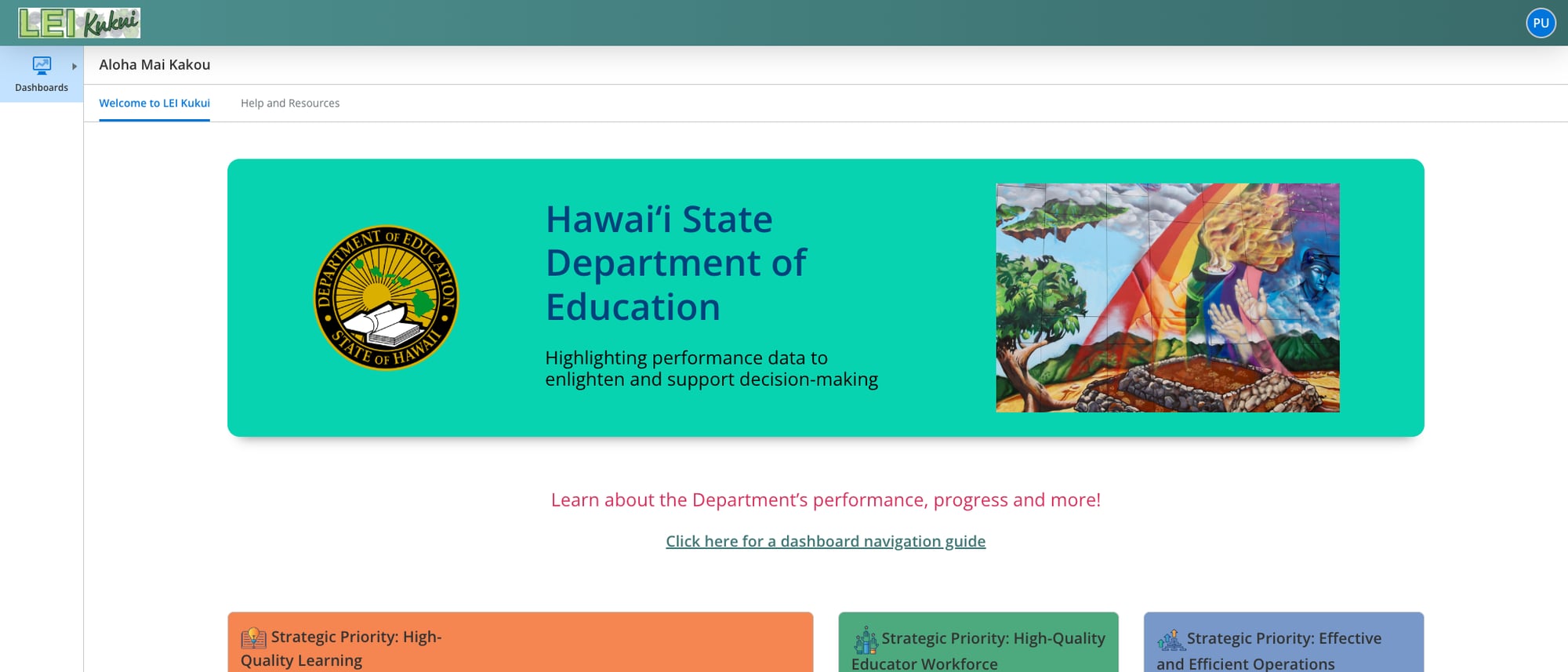 LEI Kukui data portal homepage