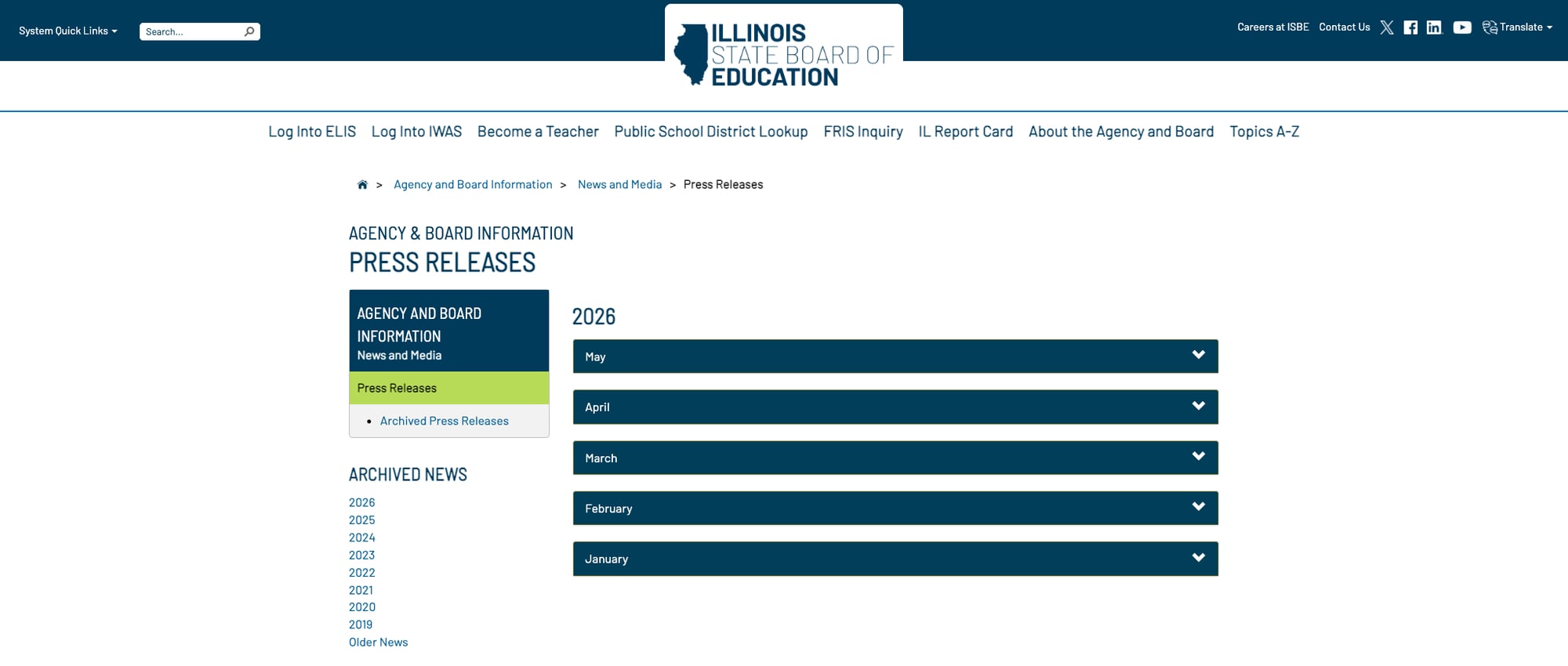 Screenshot: Press Releases page showing dated SharePoint layout