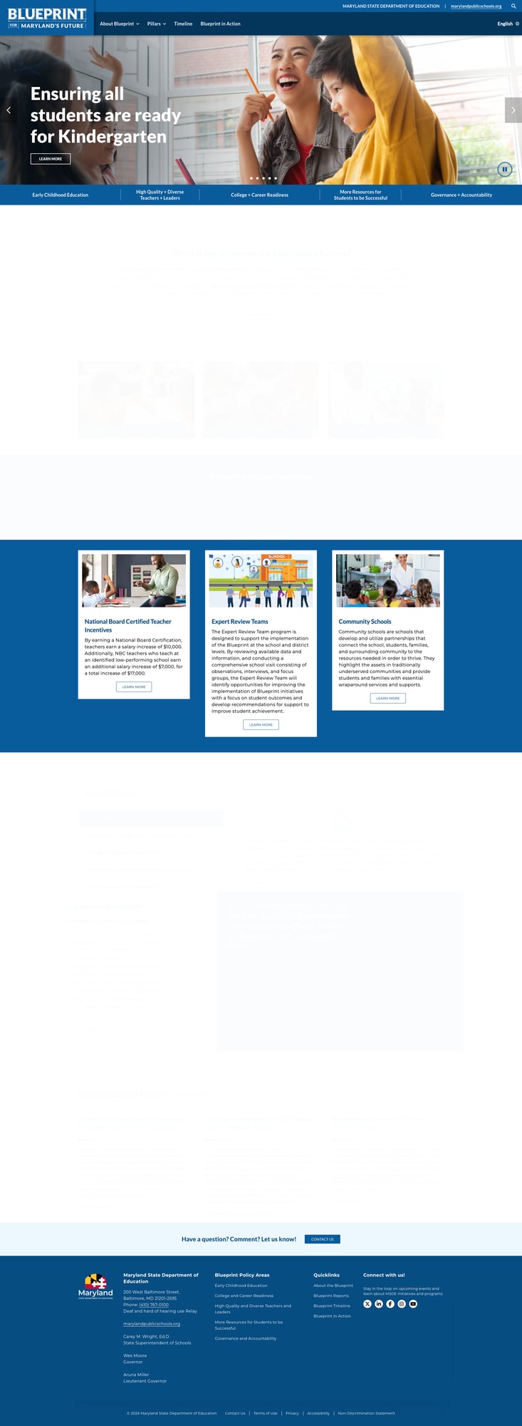 Screenshot: Blueprint for Maryland's Future microsite