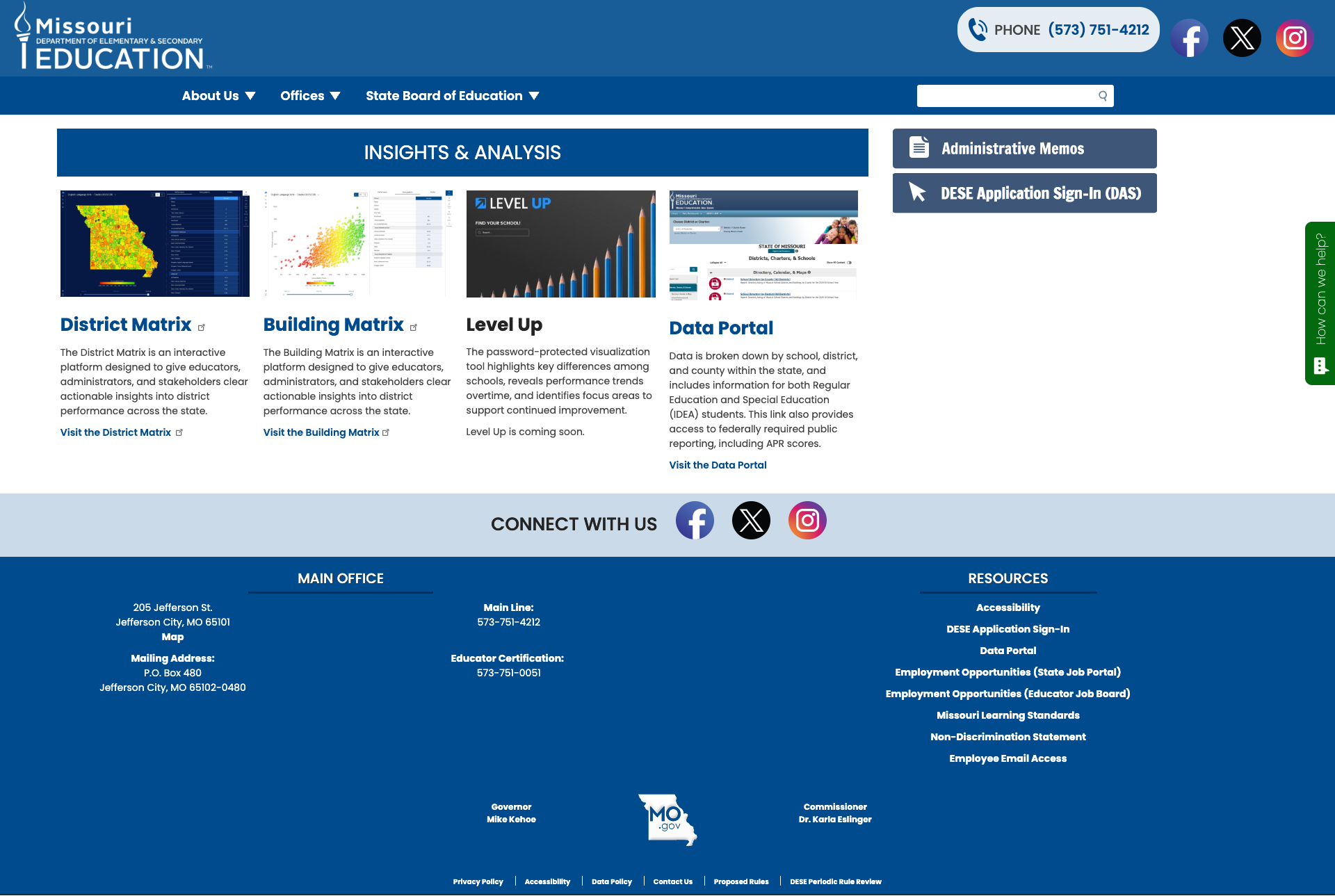 Insights & Analysis page showing four data tools with descriptions