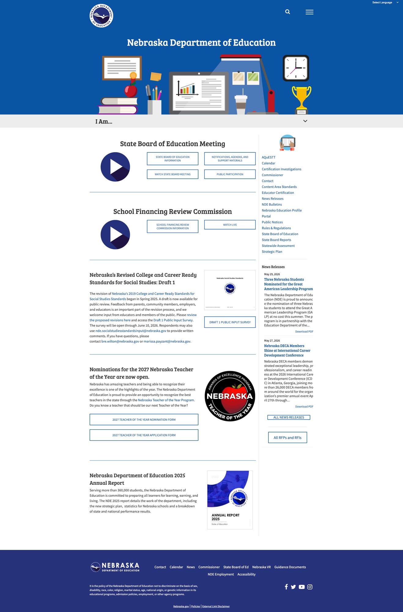 Nebraska Department of Education homepage