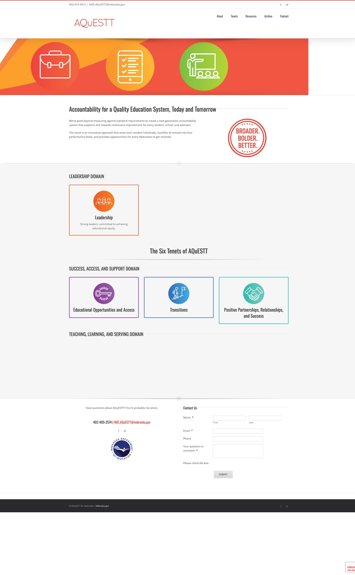 AQuESTT accountability framework homepage