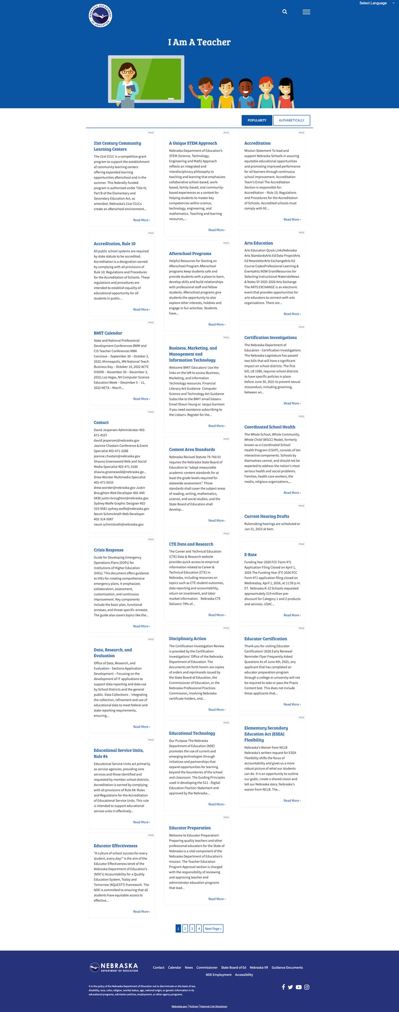 Teacher resource portal with 30+ organized resource categories