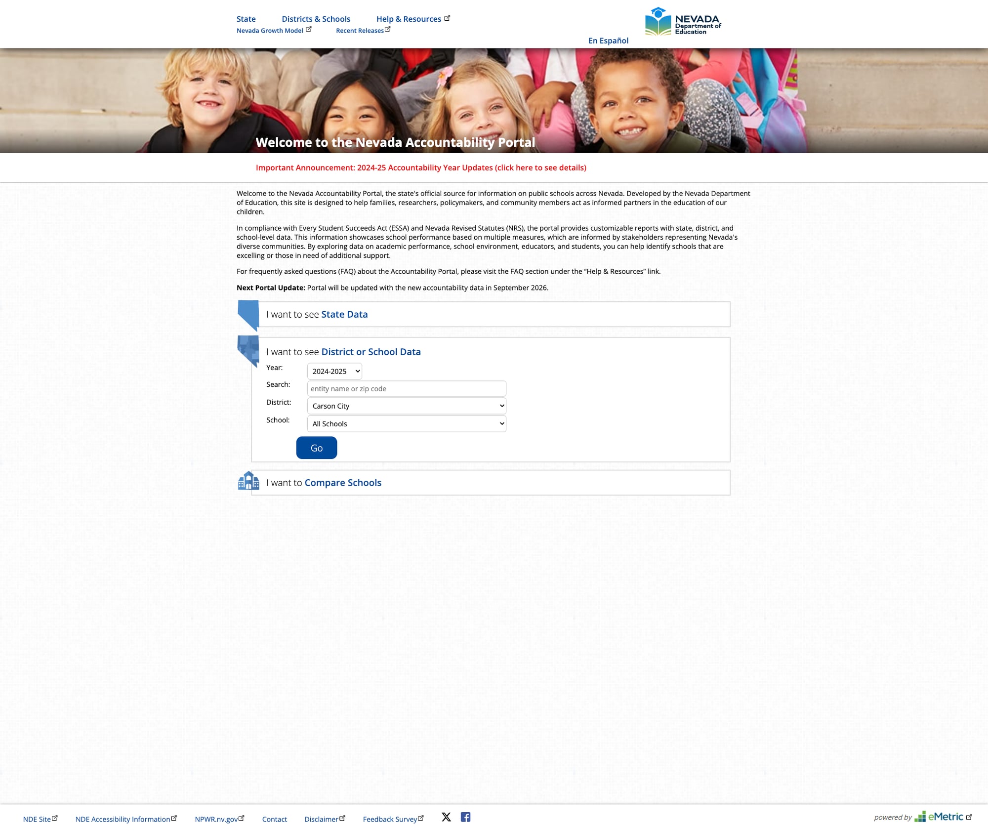 Screenshot: Nevada Accountability Portal