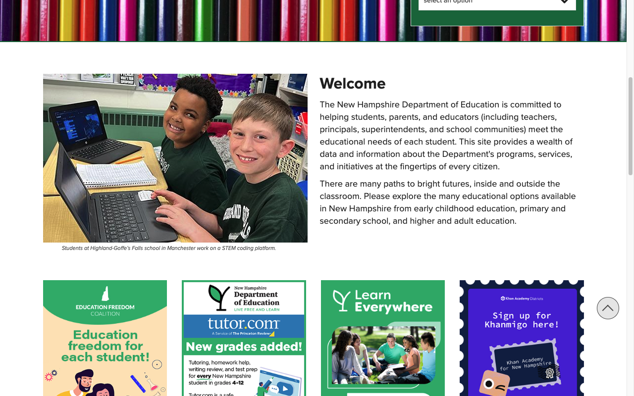 Screenshot: Homepage promotional area showing cluttered grid of 7 promotional cards