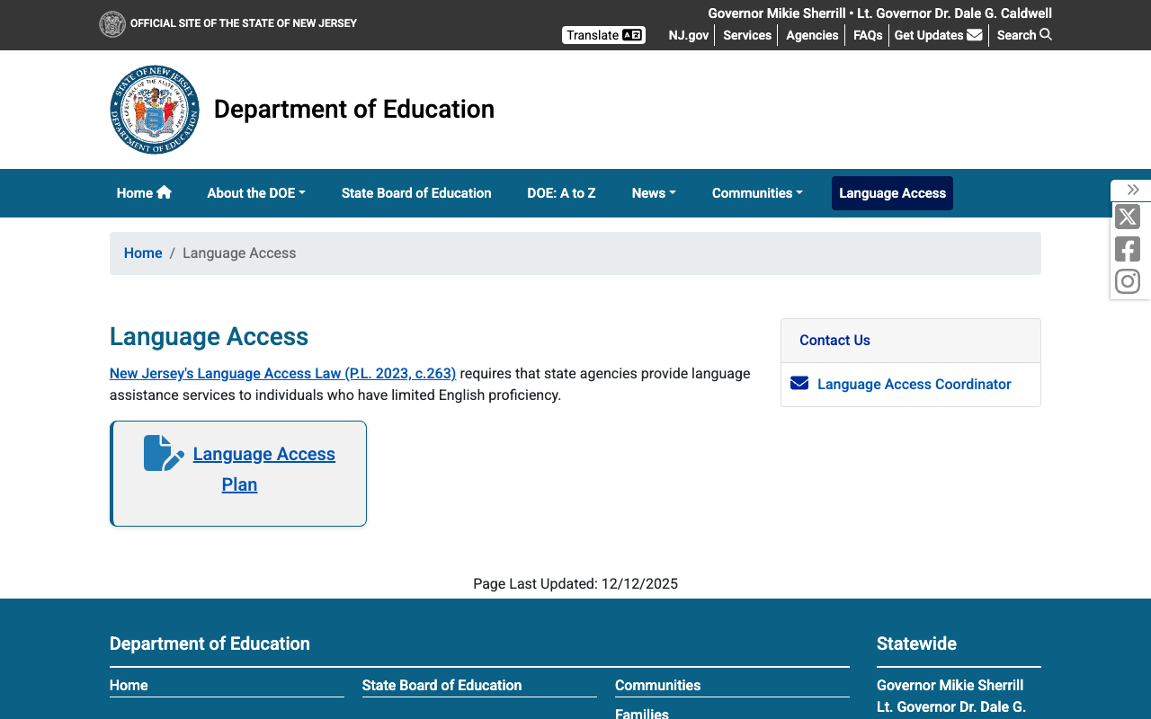 Screenshot: NM PED homepage with Southwest-themed design