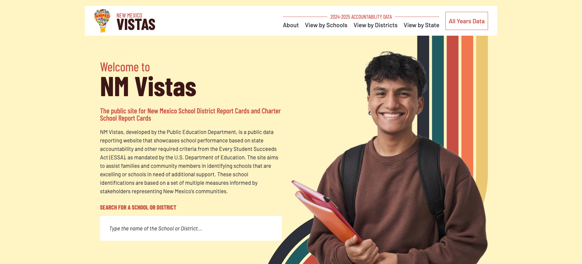 Screenshot: NM Vistas school report card portal