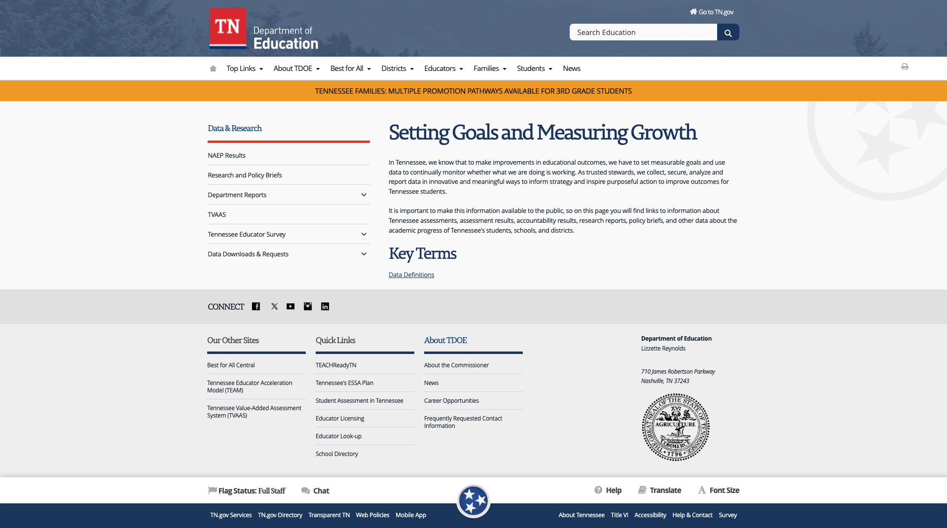 Data & Research section with organized sub-navigation