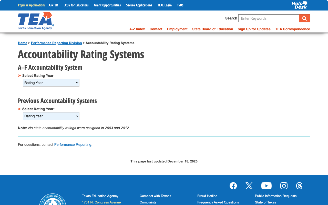 Legacy accountability portal at rptsvr1 with completely different design from main site