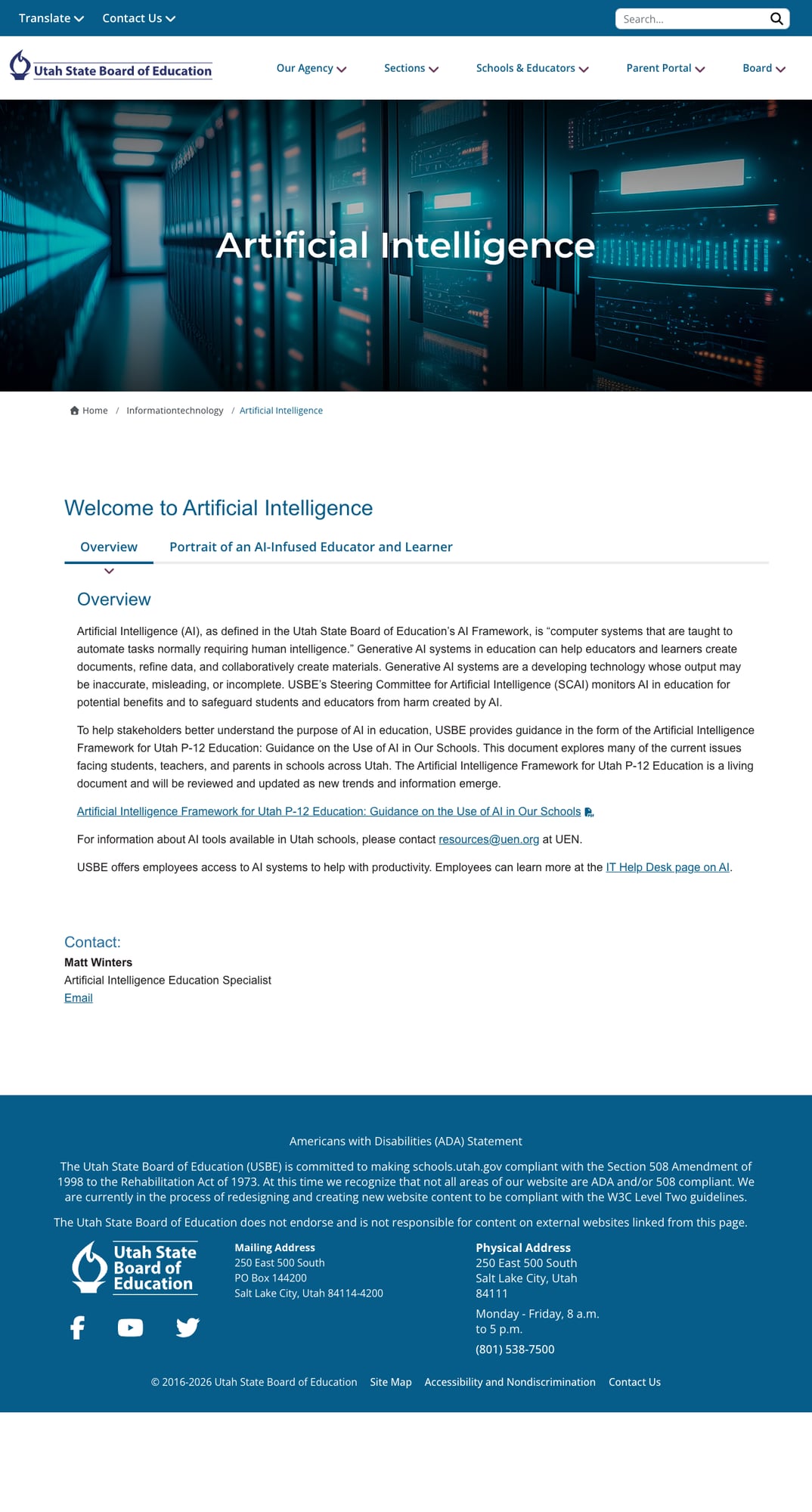 Dedicated Artificial Intelligence guidance page