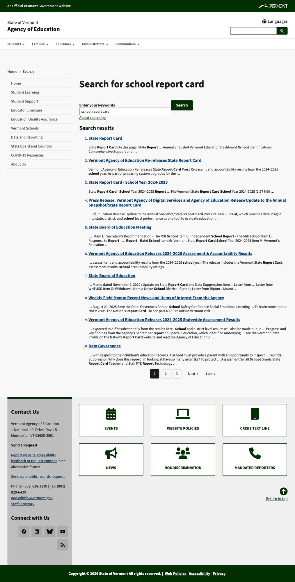 Screenshot: Search results page showing basic Drupal search without filters or facets
