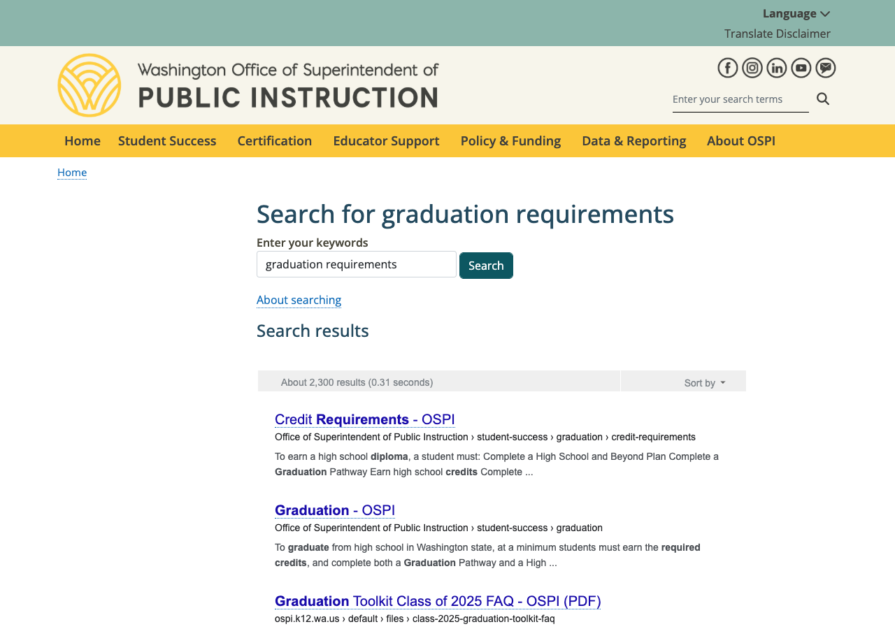 Screenshot: Google CSE search results