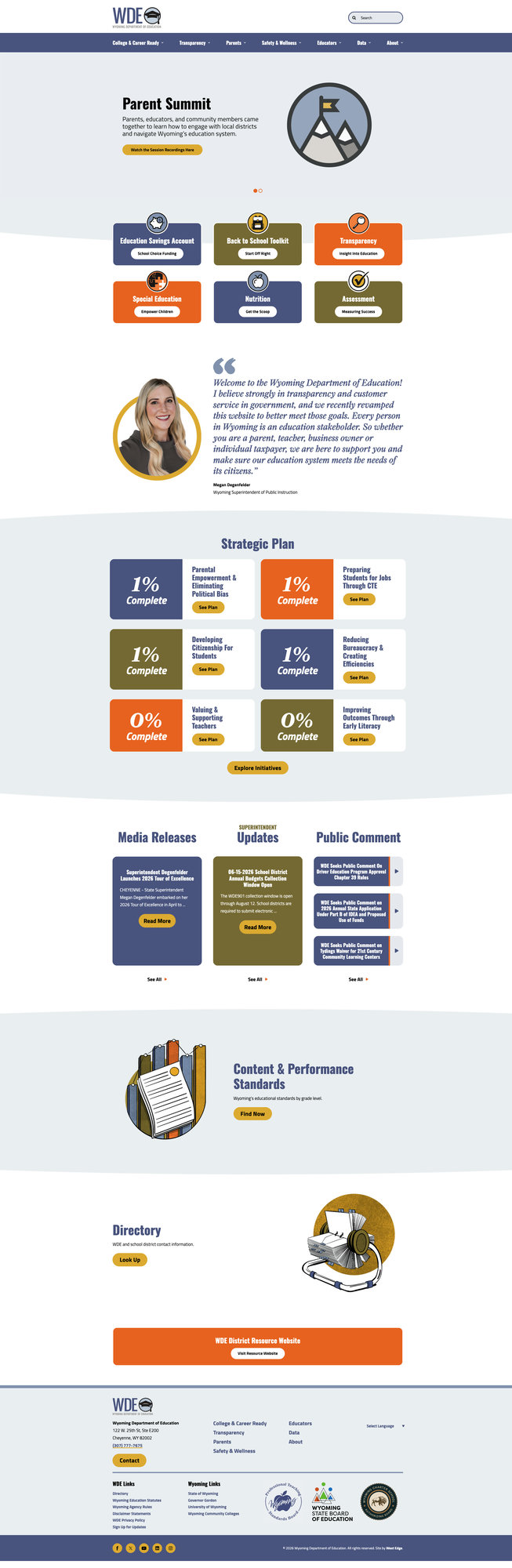 Wyoming Department of Education homepage